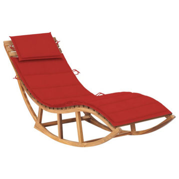 vidaXL Patio Lounge Chair Outdoor Chaise Lounge with Cushion Solid Teak Wood
