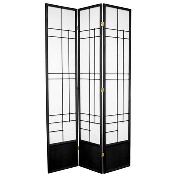 7' Tall Eudes Shoji Screen, Black, 3 Panels