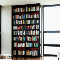 Floor-to-Ceiling Bookcases with Color Accent in Chicago's South Loop - Bookcases