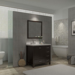 Ace 37 inch Single Bathroom Vanity Set Left Offset Sink - Bathroom Vanities And Sink Consoles
