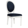 Ciley 19''h French Brasserie Oval Side Chair Silver Nail Heads Navy / Cream