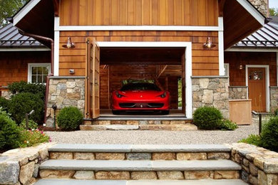 Example of a classic attached one-car garage design in New York