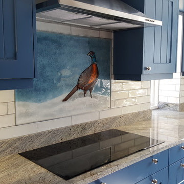 Fused Glass Splashback - Fused and Handpainted Glass