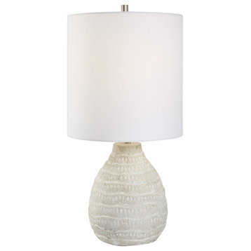 Antique White Wash Porcelain Ceramic With Brushed Nickel Accents Table Lamp