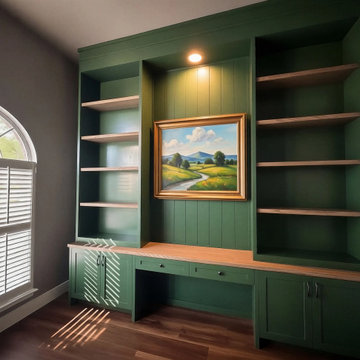 Custom Built-In Home Office in Perennial Green | Jacksonville Custom Cabinetry