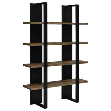 Coaster Danbrook Wood Bookcase with 4 Full-length Shelves Black and Aged Walnut