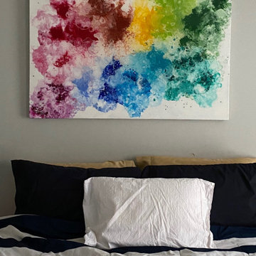 Contemporary Commissioned Colorful Abstract Canvas Paintings_Rainbow Pour