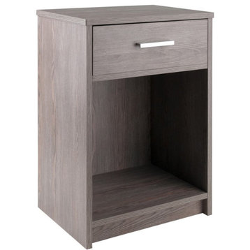 Winsome Rennick 1 Drawer Transitional Wooden Side Table in Ash Gray