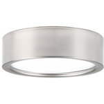 Progress Lighting - Progress Lighting Portal 1-Light Flush Mount, Brushed Nickel, 9"x2.5" - Industrial style LED flush mount adorned with industrial-inspired accents and etched glass. One-light 9W LED 3000K, 90+ CRI in a Brushed Nickel finish.