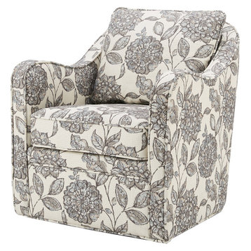 patterned swivel armchair