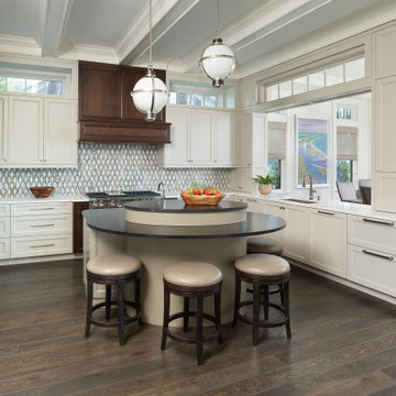 Open kitchen with transom windows