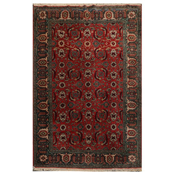 4'4''x6'8'' Hand Knotted Wool Caucasian Oriental Area Rug Teal Color