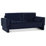 Meridian Furniture - Madeline Chenille Fabric Upholstered Chair, Navy, Sofa - Refresh your living space with this Madeline chenille fabric living room sofa. It's upholstered in rich navy chenille fabric with plush padding and bolster pillows that complete the look while supporting your body while you relax and unwind. The sofa's modish design ensures it seamlessly complements any decor and fits well with other items in the Madeline collection. Whether you're entertaining guests or unwinding with a book, this chair provides both coziness and sophistication.