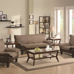 Coaster 3 Pieces Brown Futon Sofa Bed With Chair Bed - Futons
