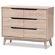 Hawthorne Collection 6 Drawer Wood Double Dresser in Light Brown