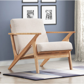 Omax Decor Zola Lounge Chair, Beige/Oak