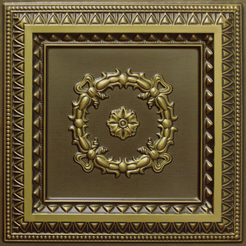 Antique Brass 3D Ceiling Panels, 2'x2', 40 Sq Ft, Pack of 10