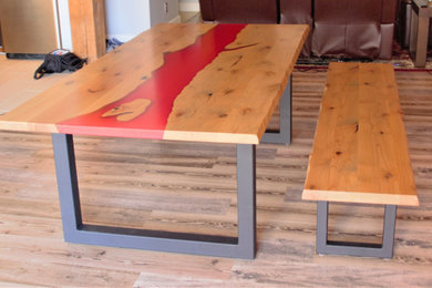 Custom Red Epoxy River Table
