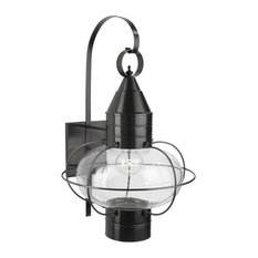 Classic Onion 1 Light Outdoor Wall Light, Black, Clear