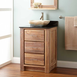 24" VENICA TEAK VESSEL SINK VANITY - WHITEWASH - Bathroom Vanities And Sink Consoles
