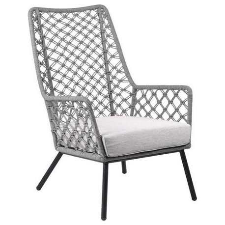 Marco Steel and Truffle Rope Indoor Outdoor Steel Lounge Chair, Gray