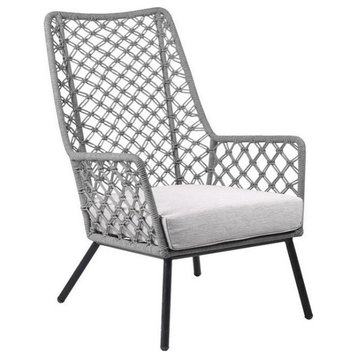 Marco Steel and Truffle Rope Indoor Outdoor Steel Lounge Chair, Gray