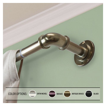 1" Pipe Blackout Curtain Rod, Antique Brass, 48"-84"