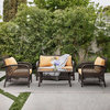4-Piece Patio Set Water Proof Cushions, Brown