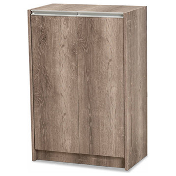 Delisa Modern Contemporary Weathered Oak Finish Wood 2-Door Shoe Cabinet