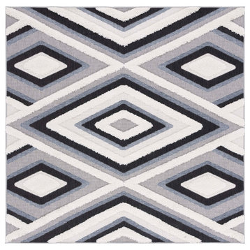 Safavieh Cottage Collection COT212A Rug, Ivory/Black, 6'7" X 6'7" Square