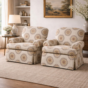 Emanuel Cappello Skirted Club Chairs, Pair