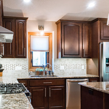Remodel - Dark Maple Cabinets - Stone Tops - Mankato