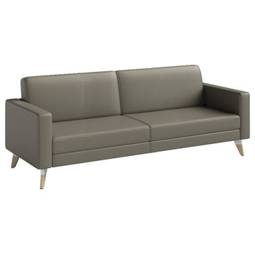 Safco Contemporary Lounge Sofa Gray Vinyl with Wood Resi Feet