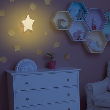 Stella 1-Light Plug-In Star Shaped Wall Sconce with Yellow Shade