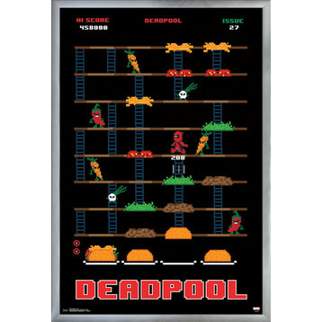 Deadpool Game Poster, Silver Framed Version