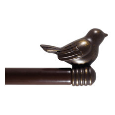 3/4" Bird Adjustable Curtain Rod, Bronze With Gold, 84"-120"