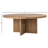 Harley 60" Round Reclaimed Pine Dining Table With Cross Base, Natural Finish