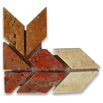 Marble Mosaic Border Deco Insert Tile Arrow Gold 2.1x2.3 Polished, 1 piece