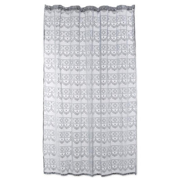DII 72" Modern Style Fabric Lace Diamond Shower Curtain in Gray