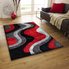 4'x6' Hand-Tufted Black and Gray With Red Living Room Shaggy Area Rug