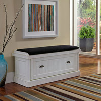 Nantucket Upholstered Bench, Distressed White