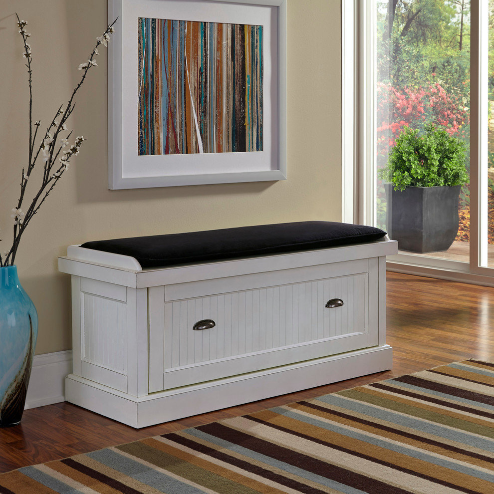 Nantucket Upholstered Bench, Distressed White