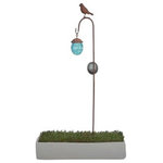 HISC/Ultimate Innovations - Solar Metal and Glass Ball Pathway Light - Blue Hummingbird - Line your pathway or your gardens with an adorable blue hummingbird sitting perched upon a hook that holds a solar glass crackle ball. An enchanting way to add character and light to your outside areas. Measures 32" high.