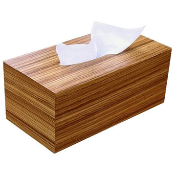 Tissue Box Cover in Zebrawood Wood, Regular Rectangular Size