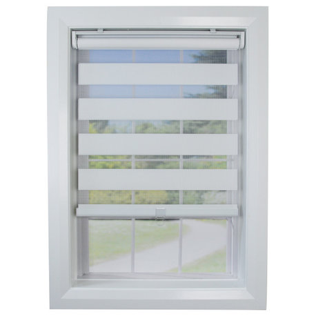 Versailles' Cordless Zebra Slimline Privacy Shade, Eggshell, 36"x84"