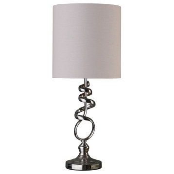 21.5" Milo Abstract Brushed Silver Metal Table Lamp