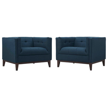 Serve Armchairs Upholstered Fabric, Set of 2, Azure