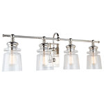 Artcraft Lighting - Castara 4 Light Wall Light, Polished Nickel AC11594PN - From the Lighting Pulse design firm, the "Castara" collection 4 light bathroom vanity features a classic transitional clean design with clear glassware and a polished nickel frame. (also available with a black frame)