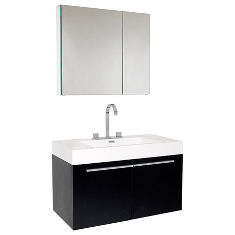 Fresca Vista 36" Bathroom Vanity With Medicine Cabinet, Black