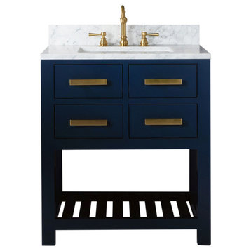 Madalyn 24" Monarch Blue Bathroom Vanity With Satin Brass Faucet